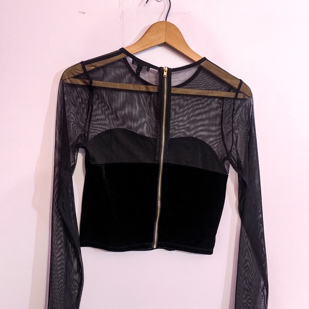 VELVET & MESH top EXPRESS -Small crop top
